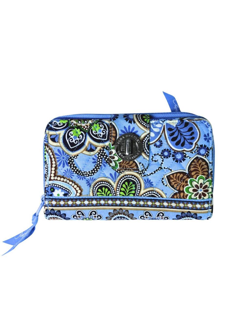 Vera Bradley Bali Blue NWOT Retired Turn Lock Zip Around Wallet Organizer